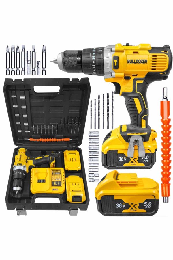 Bulldozer Çift Akülü Matkap 36v Darbeli 300 Parça Set