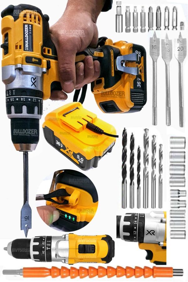 Bulldozer 36v Akülü Kırıcı Delici 26mm + Çift Akülü Vidalama - Görsel 6