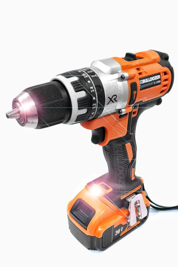 Bulldozer XR 36v 5ah Darbeli 10mm Metal Korumalı Madren Çift Akülü Vidalama 35 Parça ADP TUR - Görsel 5