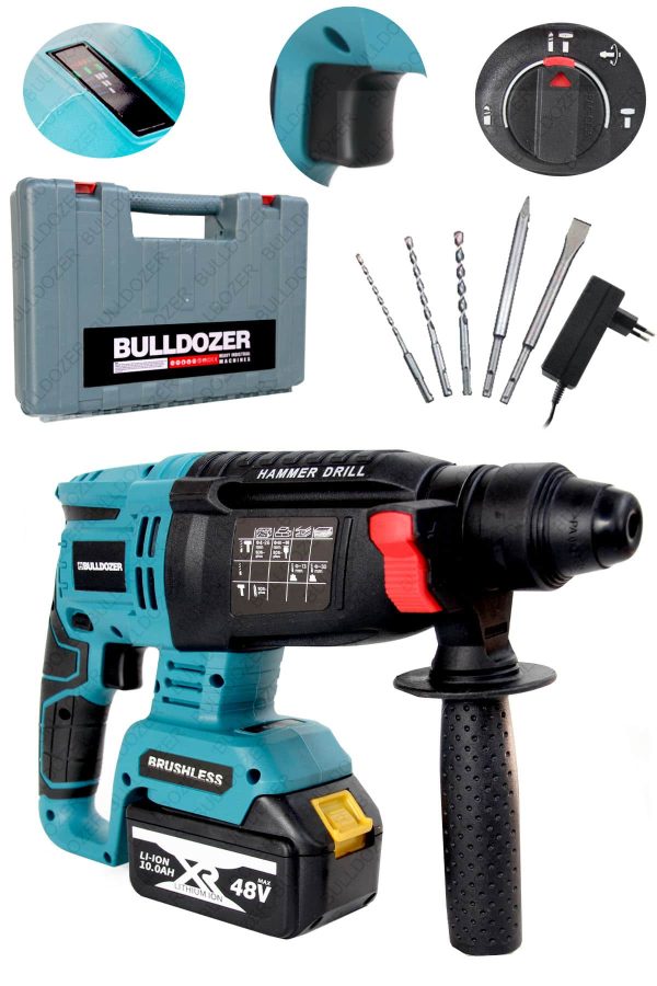 Bulldozer Kömürsüz Motor 48v Tek Akülü Kırıcı Delici 26mm