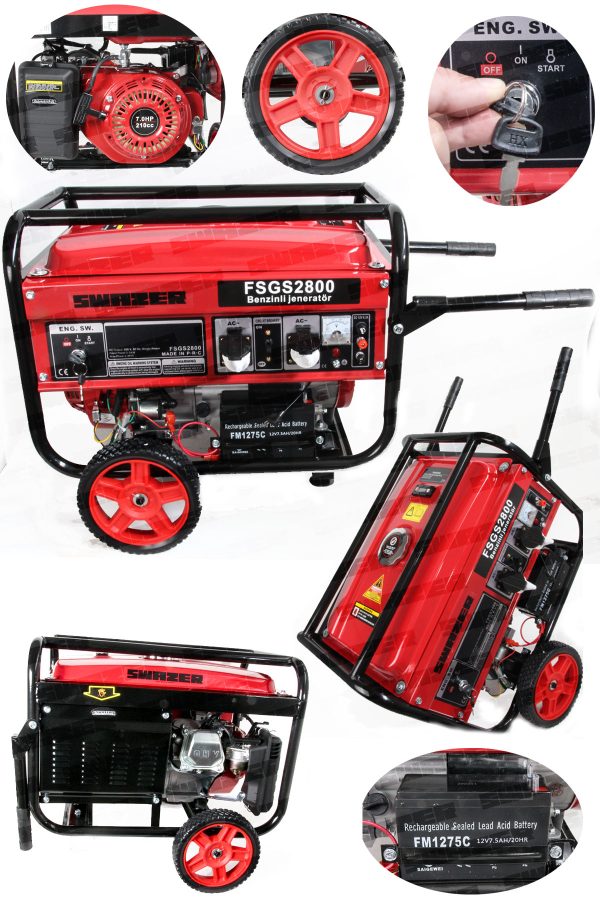Swazer Benzinli Jeneratör 7HP 4 Zamanlı 210cc Marşlı