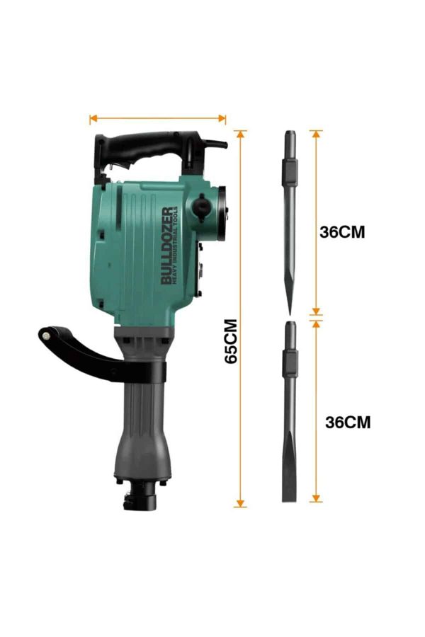Bulldozer 16 KG 2800w Profesyonel 65mm Büyük Tip Kırıcı 48J Uç Hediyeli Çelik Çantalı - Görsel 5
