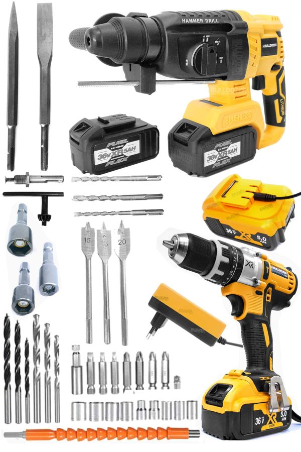Bulldozer 36v Akülü Kırıcı Delici 26mm + Çift Akülü Vidalama