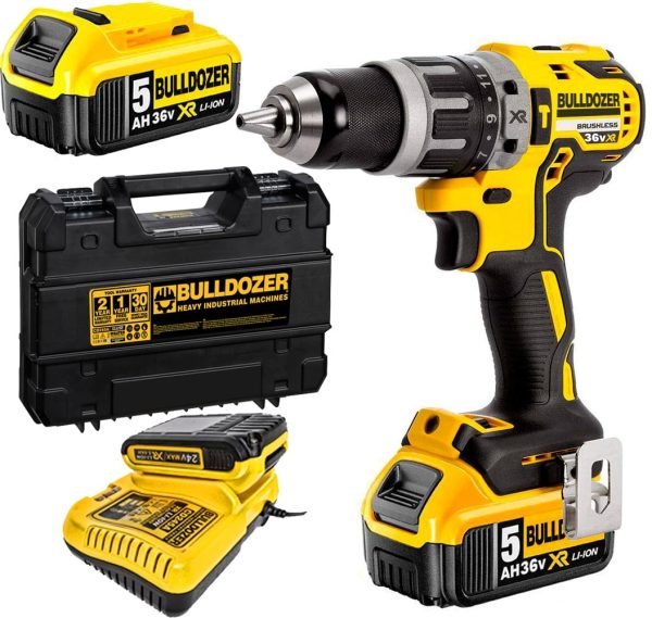 Bulldozer Professıonal Edition 36 V 5 Ah 13 MM Metal Mandren Darbeli Çift Akülü Şarjlı Vidalama Matkap