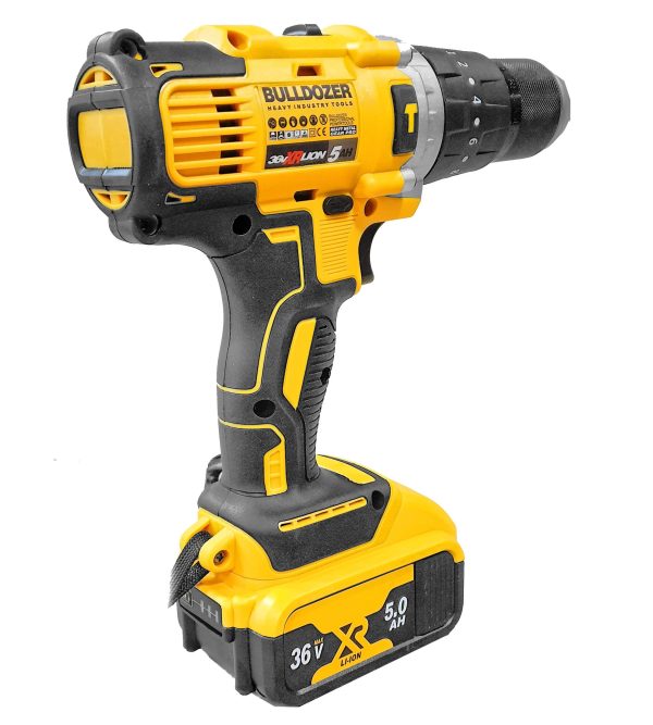 Bulldozer 36V 13MM Metal Mandren Çift Akülü Vidalama Matkap - Görsel 7