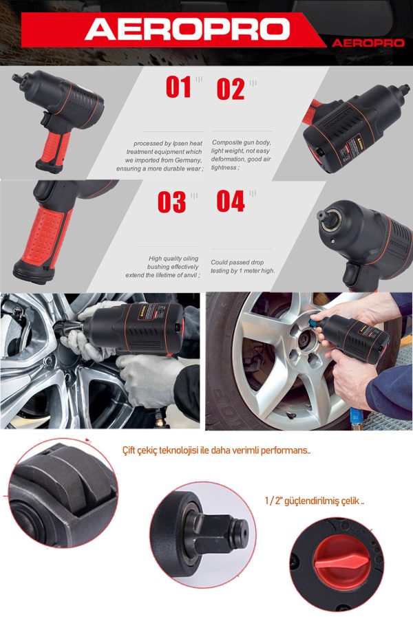 Aeropro 1/2'' Havalı Somun Sıkma Sökme AP17407 - Görsel 4