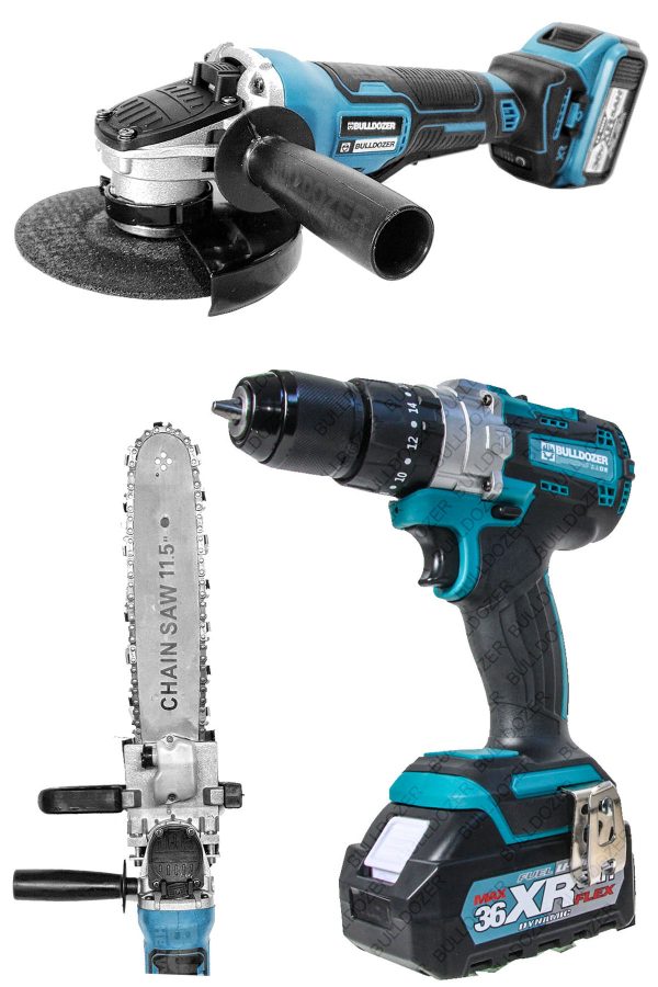 Bulldozer Büyük Boy Şarjlı Taşlama Testere + Çift Akülü Vidalama Matkap XRPro Dynamic - Görsel 2