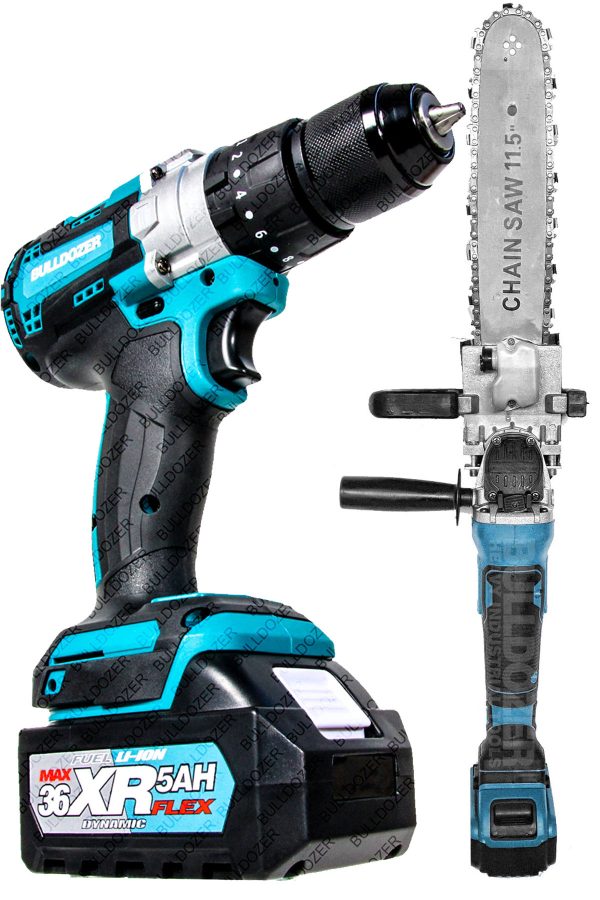 Bulldozer Büyük Boy Şarjlı Taşlama Testere + Çift Akülü Vidalama Matkap XRPro Dynamic