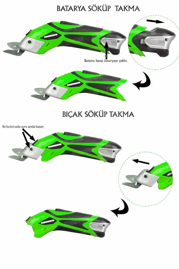 Swazer Çok Amaçlı Kumaş Deri Kesim Makası Çift Akü WBT-4 - Görsel 5