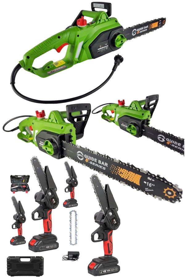 BULLDOZER Alman 2'li set 4800W Elektirikli Odun Ağaç Kesme Ve 128Vf Şarjlı Dal Budama Testeresi Garantili