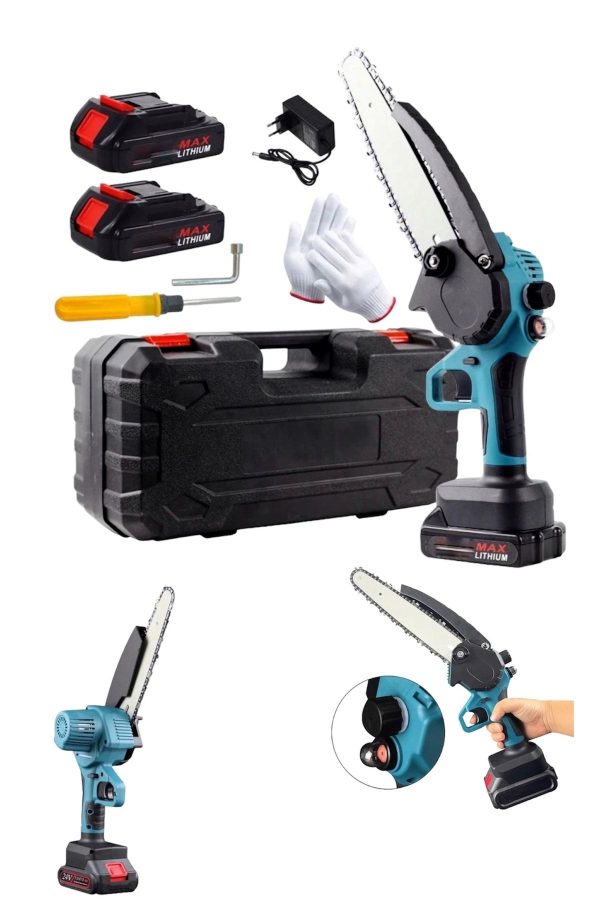 BULLDOZER 128vf Çift Akülü Otomatik Yağlamalı Çelik Şanzuman Şarjlı Dal Ağaç Kesme Bağ Budama Makası