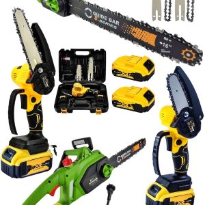 BULLDOZER 2'li Set 4800w Elektrikli Hızar Testere Ağaç Odun Kesme Testeresi 598vf Şarjlı Dal Budama Çift Pala