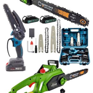 BULLDOZER 2'li SET 4800w Elektrikli Hızar Testere Ağaç Odun Kesme Testeresi 128vf Şarjlı Dal Budama