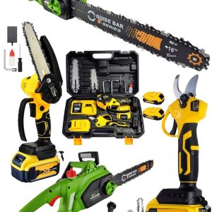 BULLDOZER 3'lü SET 4800w Elektrikli Hızar Testere Ağaç Odun Kesme Testeresi 128vf Şarjlı Dal Budama ve Makas
