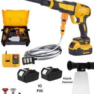 BULLDOZER 999vf Çift Akülü  Şarjlı Yüksek Basınç Oto Araç Yıkama Bahçe Yıkama Temizleme Tabancası 70 Bar