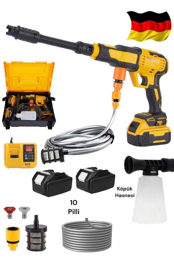 BULLDOZER 999vf Çift Akülü  Şarjlı Yüksek Basınç Oto Araç Yıkama Bahçe Yıkama Temizleme Tabancası 70 Bar