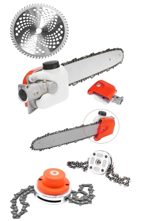 BULLDOZER Süper 3'lü Set Zinçirli Dal Budama -zinçirli Başlık- Disk Çim Yandan Biçme 28mm Uyumlu