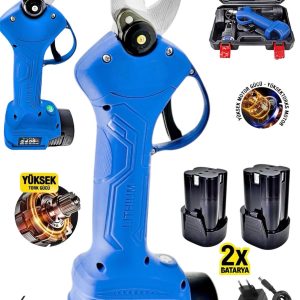 BULLDOZER İTALY 4800 Rpm Şarjlı Bakır Çift Akülü Dal Budama Bağ Makası Çelik Şanzuman Paslanmaz Bıçak