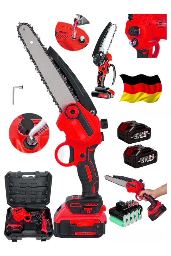 BULLDOZER ALMAN 906 RP 10 PİLLİ OTOMATİK YAĞLAMALI ÇİFT BATARYALI ZİNÇİRLİ ODUN DAL BUDAMA MAKİNASI 20 CM PALA