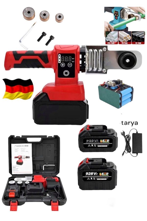 BULLDOZER ALMAN 928Vf 15 PİLLİ ÇİFT AKÜ PLASTİK PVC BORU KAYNAK MAKİNASI KALIP KAFA HEDİYELİ