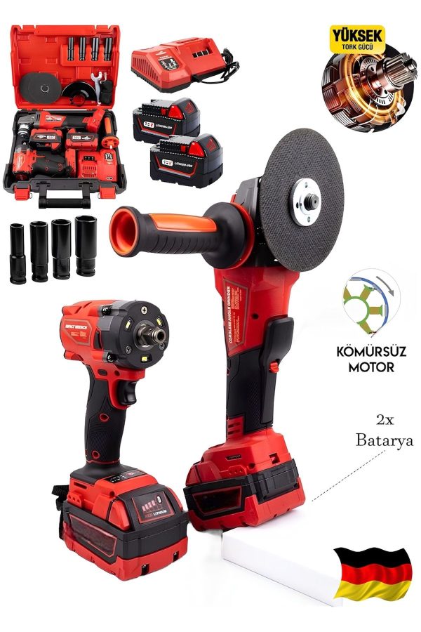 BULLDOZER ALMAN 8 serisi ŞARJLI TAŞLAMA SPİRAL MAKİNASI VE 600NM TORK SOMUN SÖKME KÖMÜRSÜZ COPPER MOTOR