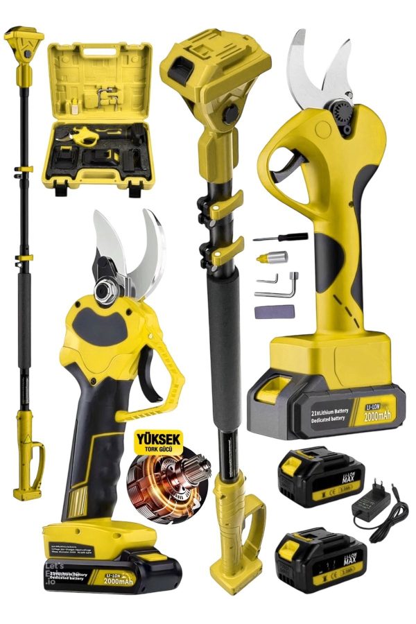 BULLDOZER 999Vf Teleskopik Uzatmalı 30mm Şarjlı Ağaç Dal Budama Bağ Makası Yedek Bıçaklı Bakır x9 Motor - Görsel 2