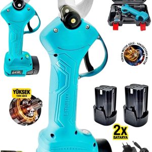 BULLDOZER İTALY 4800 Rpm Şarjlı Bakır Çift Akülü Dal Budama Bağ Makası Çelik Şanzuman Paslanmaz Bıçak