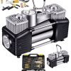 BULLDOZER Profesyonel 730p Çift Pistonlu 12 V 180 Psi Dakikada 85 Lt Araç Araba Lastik Bot Şişirme Kompresörü - Görsel 2