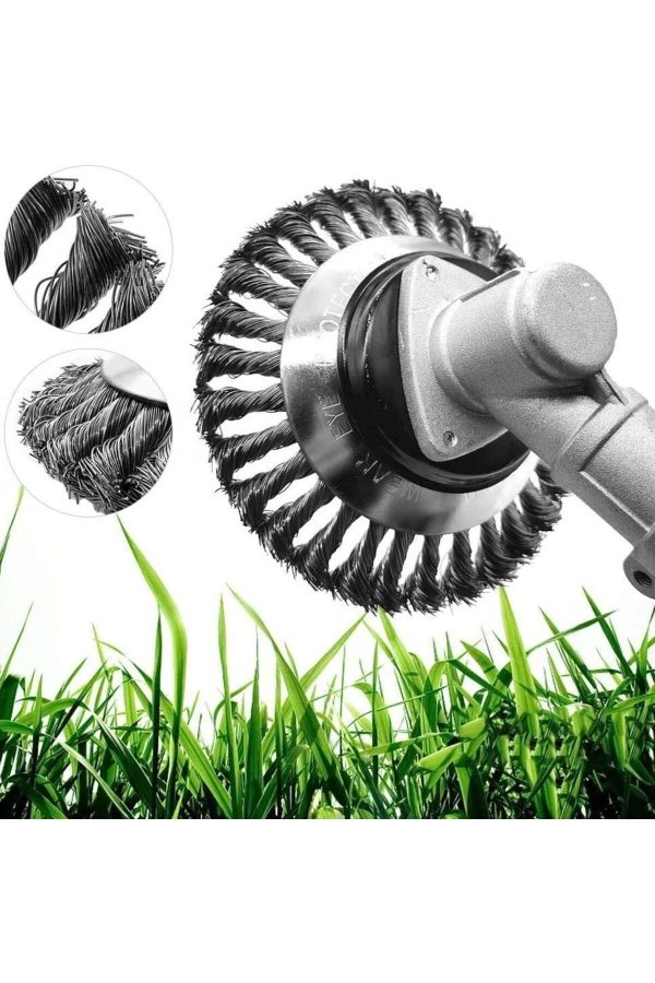 BULLDOZER Tırpan Başlığı Kıyı Temizleme Çelik Telli Universal Çim Ot Biçme Başlığı Çelik Bıçaklı - Görsel 5