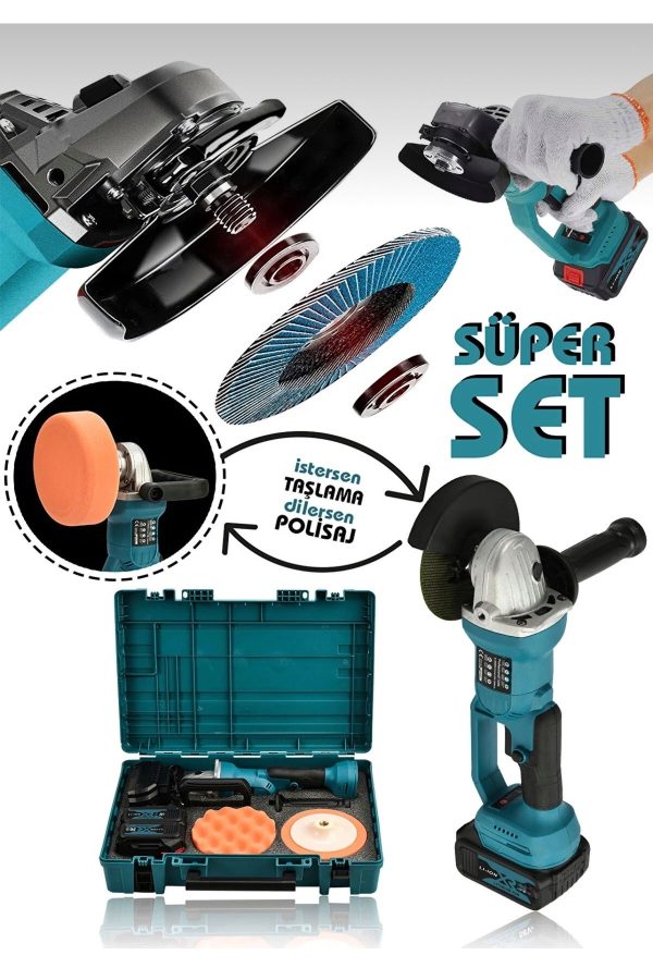 BULLDOZER Ultra Set 598vf Metal Şanzuman Şarjlı Taşlama Spiral Polisaj Makinası Bakır Sargı - Görsel 4