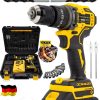 BULLDOZER ALMAN ŞARJLI 990F KÖMÜRSÜZ MOTOR ÇELİK MANDREN AKÜLÜ DARBELİ MATKAP 10MM VİDALAMA SARI - Görsel 2