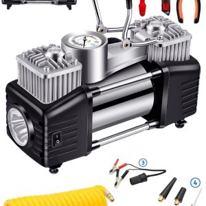 BULLDOZER Profesyonel 930P Çift Pistonlu 12 V 230 Psi Dakikada 85 Lt Araç Araba Lastik Bot Şişirme Kompresörü