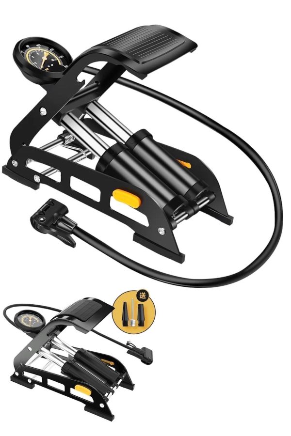 BULLDOZER 890P Çift Piston 160 Psi Bisiklet Motor Tekeri Şişme Havuz El ve Ayak Hava Pompası SİYAH