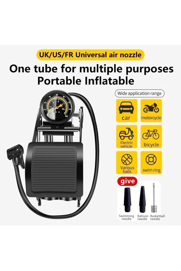 BULLDOZER 890P Çift Piston 160 Psi Bisiklet Motor Tekeri Şişme Havuz El ve Ayak Hava Pompası SİYAH - Görsel 4