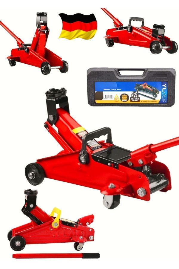 Bulldozer 2 Ton Arabalı Tekerlekli Hidrolik Timsah Kriko  ÇANTALI  MAX 380 MM KALDIRMA 3 YIL GARANTİ