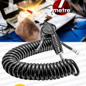 Yüksek Kalite 7 Metre Hava Üfleme Toz Alma Kompresör Hava Tabancası Spiral Hava Hortumu 8 Mm 7metre