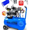 Bakır Sargı Turbo 24LİTRE Yağsız Motor Süper Hızlı Dolum Hava Kompresörü 5li Havalı Set