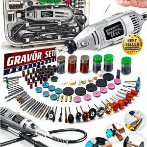 Pvc Çantalı Hobi Gravür Seti 211 Parça 6 Kademe Devir Ayarlı  Mini Taşlama Esnek Şaft Hediye