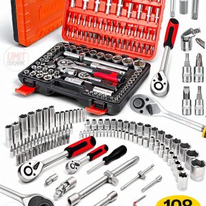 Valiz Çanta Cr-V Çeliği  108 Parça  1/2 Ve 1/4 Torx Cırcırlı Lokma Anahtar Takımı Bits Uç Full Set