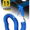 15 Metre  Uzun Hava Tabancası Yeni Nesil  Spiral Hava Hortumu Kompresör Hava Tabancası Set-15 METRE - Görsel 2