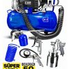Bakır Sargı Motor Gerçek 50lt Süper Hızlı Dolum Hava Kompresörü Havalı Combo Set - Görsel 3