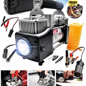 Dijital Ekran Çift Silindirli 12V 150PSI Oto Lastik Şişirme Pompası  Hava kompresörü Set