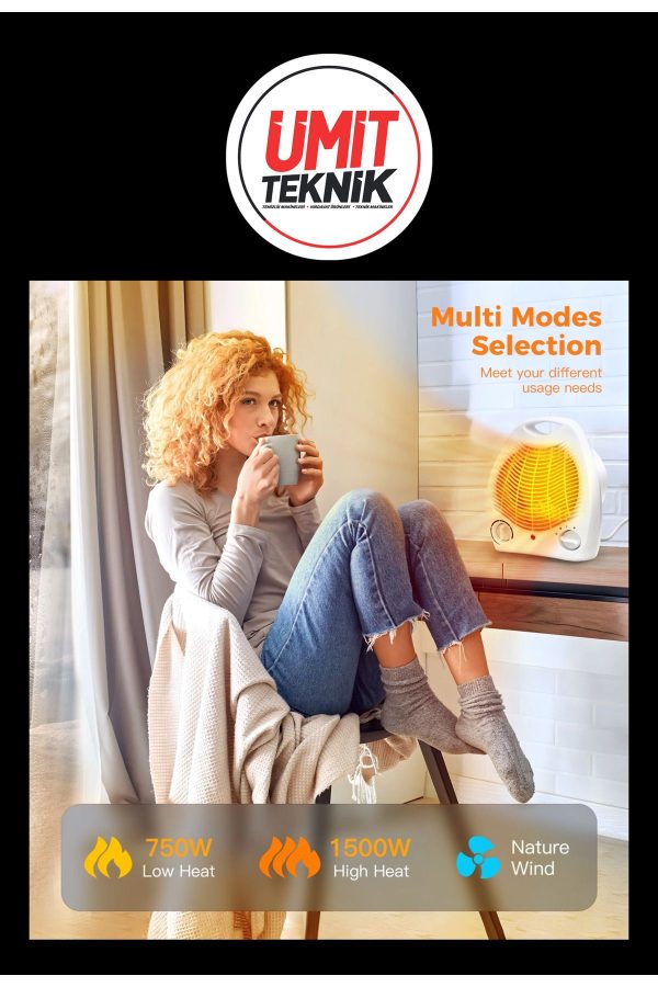 ProX Hızlı Motor 3 Kademeli Mobil Sessiz Devrilme Sensörlü 2000Watt Elektrikli Fanlı Isıtıcı - Görsel 3