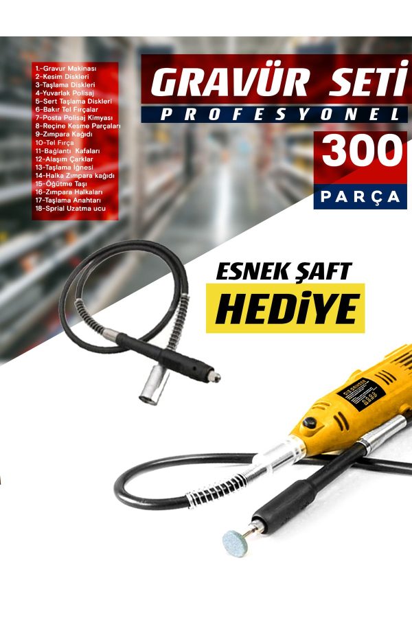 Çok Amaçlı Devir Ayarli 331PCS Hobi Gravür Delme, Parlatma,Pas Sökme Menegene Camoyma Combo Set - Görsel 3