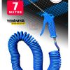 Uzun 7 Metre Hava Tabancası Yeni Nesil  Spiral Hava Hortumu Kompresör Hava Tabancası Set-7 METRE - Görsel 2