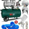 Profesyonel Klk25s Sessiz Hava Kompresörü 1 Hp 24litre 8 Bar + 15mt Horum+ Boya Tabancası Boya Kit