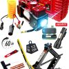 Combo  12V 150PSI Ağır Hizmet Çift Silindirli Çantalı Hava Kompresörü 1500KG  Cırcırlı Kriko Set