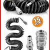 Havalı Yüksek Kalite Kompresör Spiral Hava Hortumu 8 Mm 15 Metre Hava Jakı Kompresör Recor Paket
