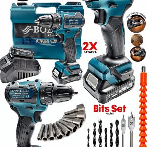 ProX Tech Premium Kalite Kömürsüz Motor Çelik Mandren Darbeli Şarjlı Matkap Akülü Vidalama 36vf