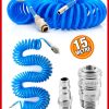 Havalı Yüksek Kalite Kompresör Spiral Hava Hortumu 8 Mm 15 Metre Hava Jakı Kompresör Recor Seti